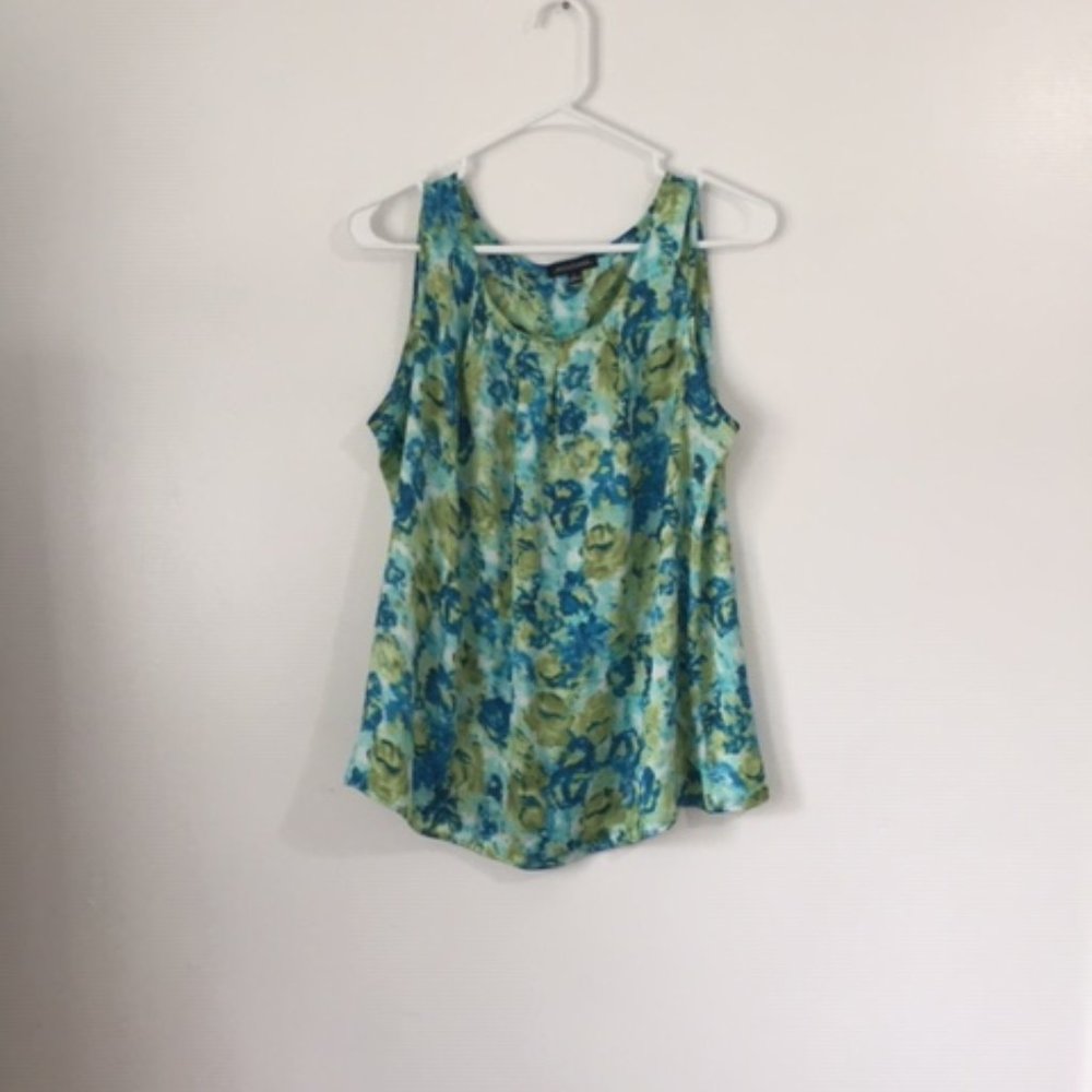 Women's Blue Green Sleeveless Camisole Floral
